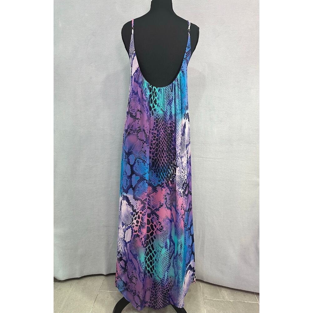Show Me Your Mumu Snake Print Maxi Dress Multicolor Teal Purple Pink Size Medium - Picture 4 of 11